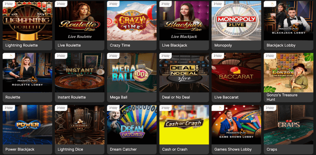 Live Dealer casino games at SpinYoo