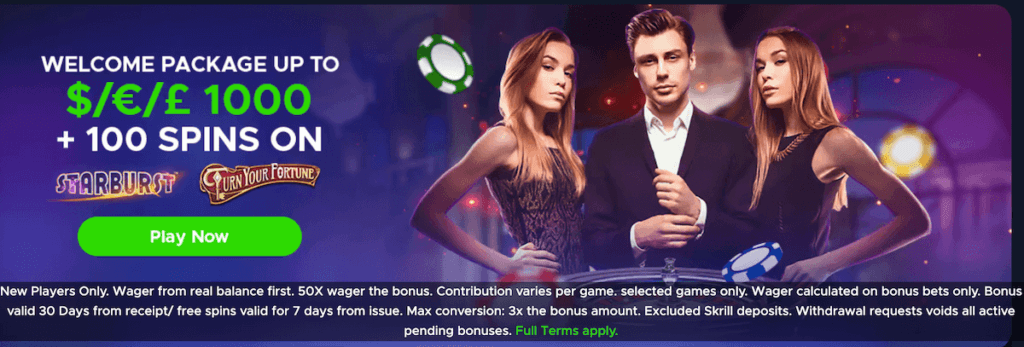 SpinzWin welcome offer banner + terms and conditions