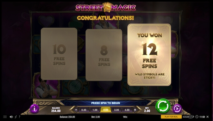 Street Magic slot free spins cards