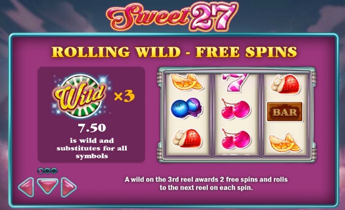 Sweet 27 slot rolling wilds and free spins