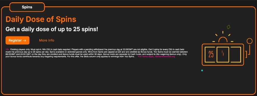 Daily dose of spins at Spinyoo casino UK