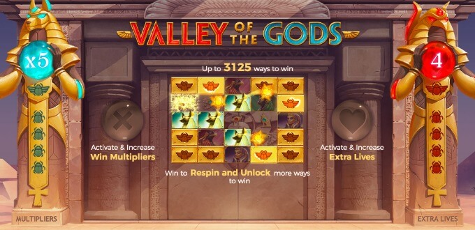 Play Valley of the Gods slot at LeoVegas casino