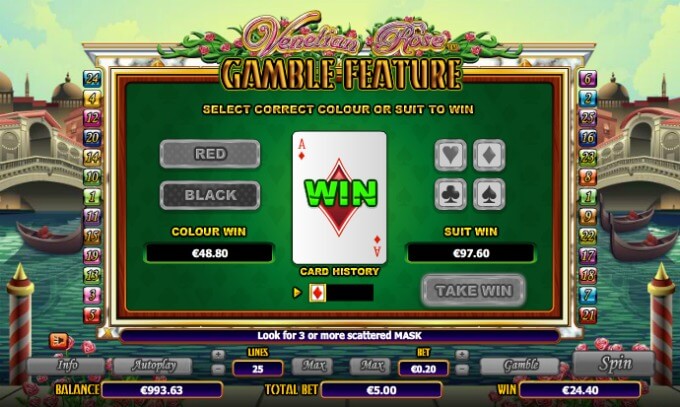 Play Venetian Rose slot at Dunder Casino