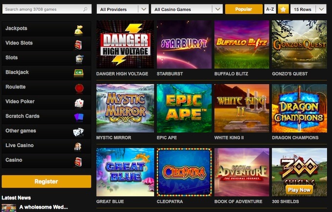 videoslots casino games