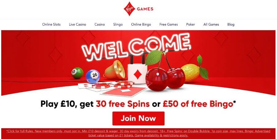 Virgin Games welcome offer
