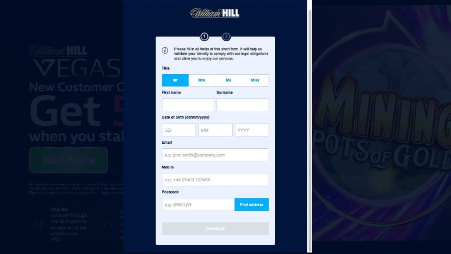 William Hill registration
