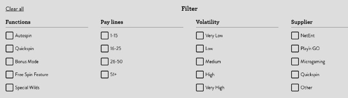 Winning Room casino game filtering