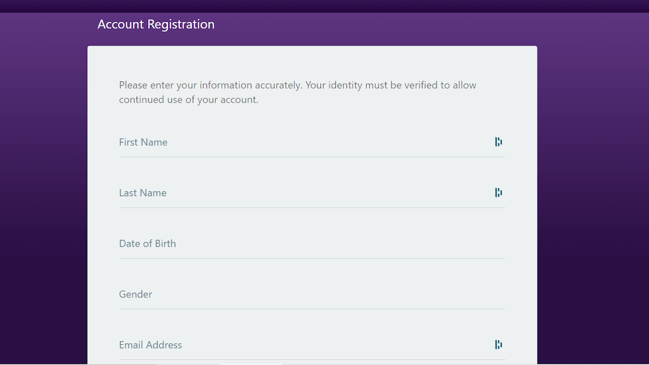 Zodiac Casino registration 1
