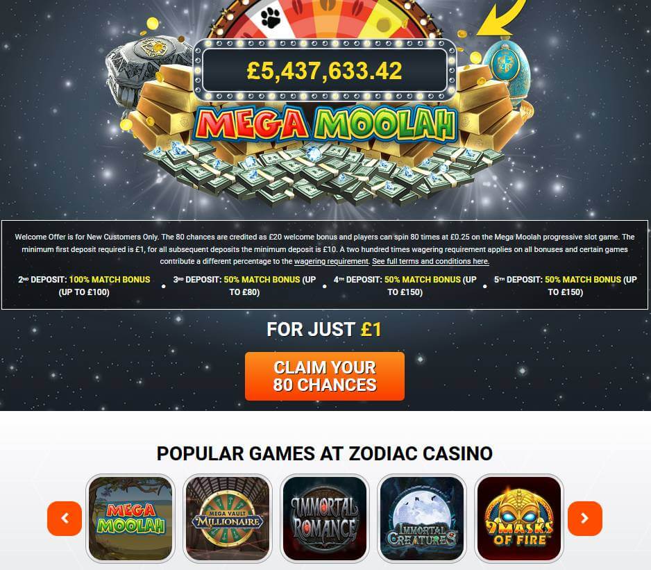 Zodiac Casino top slots